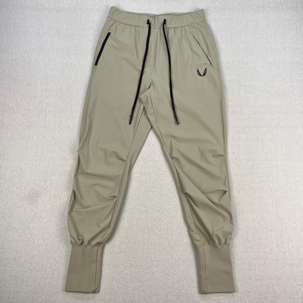ASRV Tetra-Lite High Rib Jogger Pant Mens M Beige Stretch Workout DSG-0477